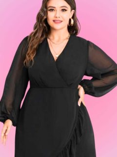 plus size black wrap dress