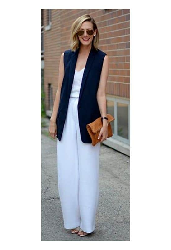 Sleeveless blazer jumpsuit outfit