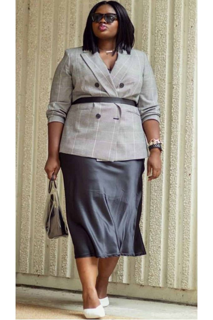 belted blazer plus size wedding guest