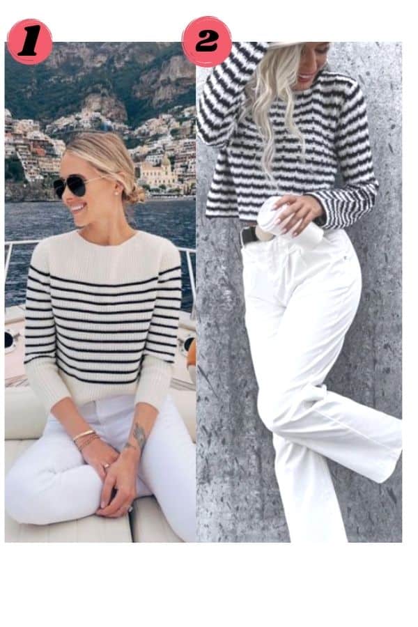 Catamaran white pants outfit ideas