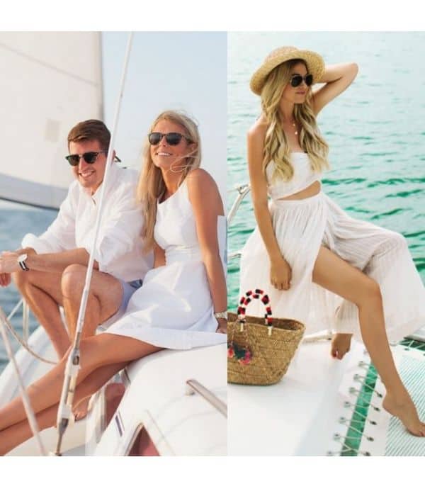all white Catamaran outfit 