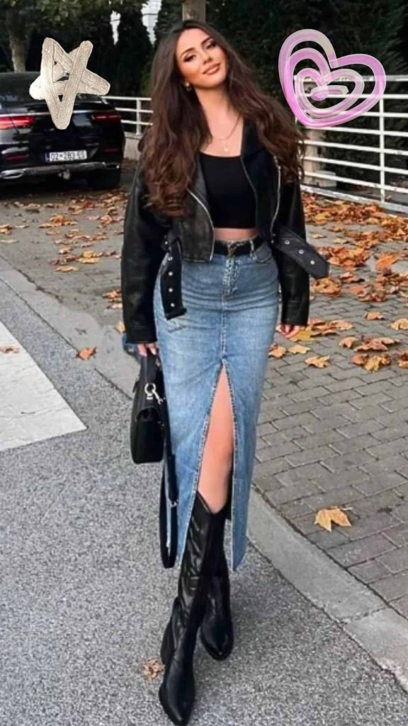 WOMEN WINTER fashion outfit ideas biker jacket