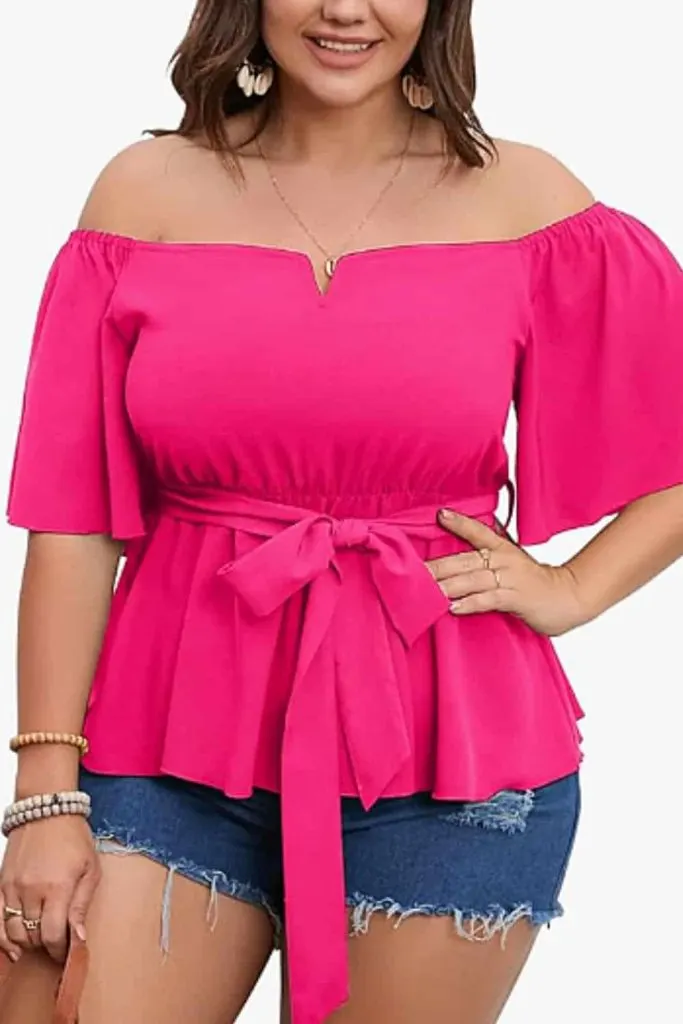 off-shoulder peplum top plus size 