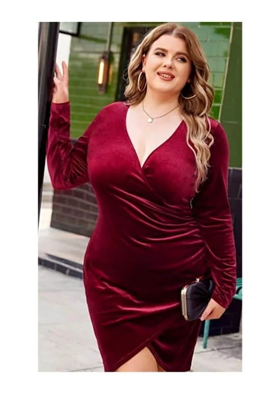 Plus size Christmas velvet dress