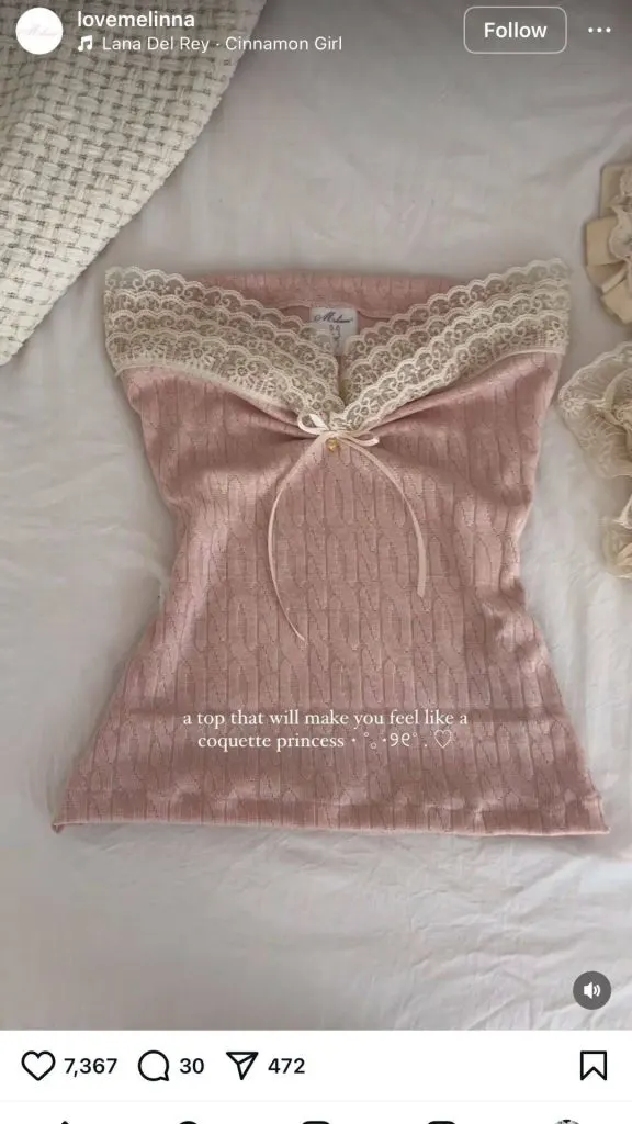 lace coquette top pink