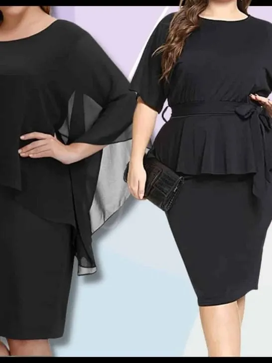 black dress funeral plus size