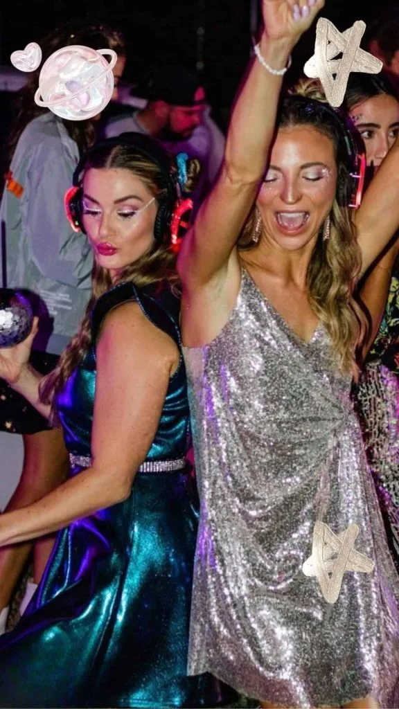 Silent disco party outfit ideas sparkly dress