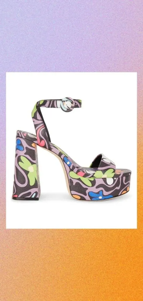 high platform vintage block sandals floral